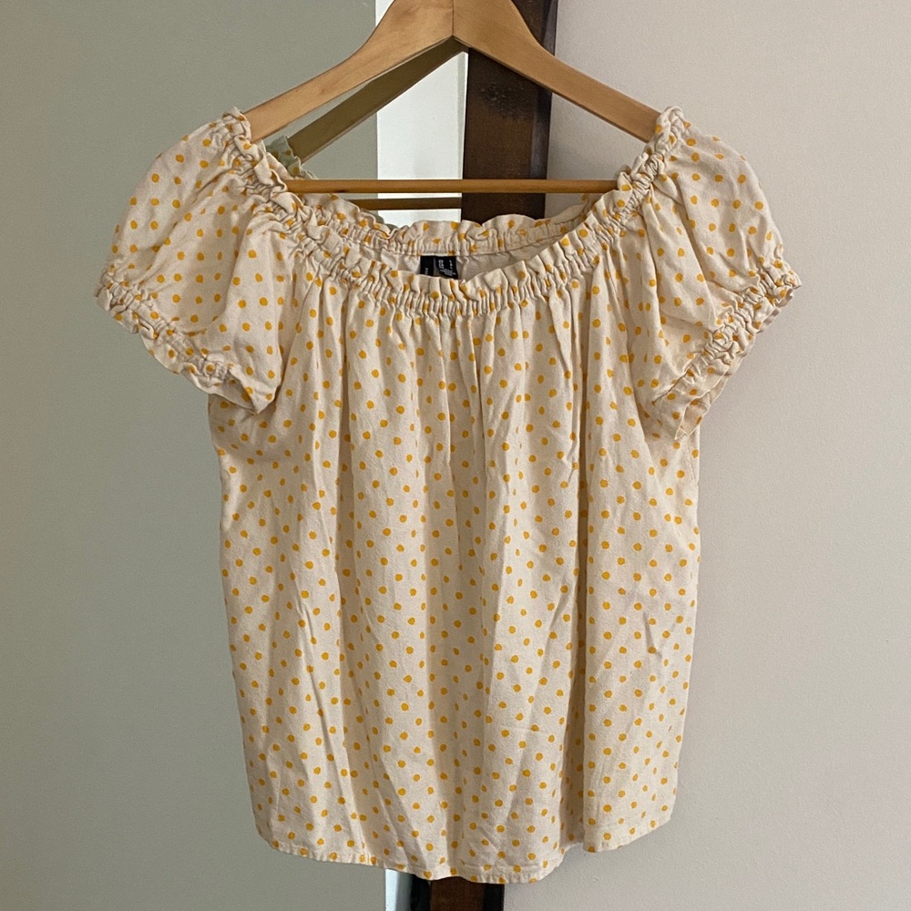 Vero Moda Cream and Yellow Polka Dot Blouse